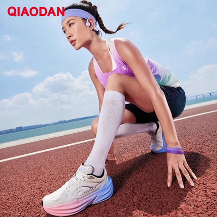 QIAODAN TG1.0 Women's 2026 Marathon Platform Racing Shock Running Shoes Long-distance Soft Rebound Sneakers QDB022253285 PlatiNum