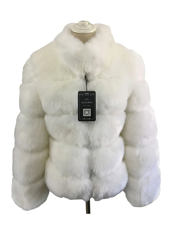 ZADORIN High Quality Thicken Pink Faux Fur Coat Women Winter Stand Collar Long Sleeve Faux Fur Jacket Gilet Fourrure Bontjas