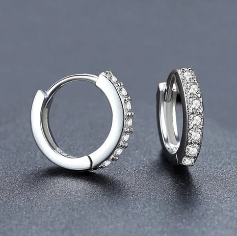 925 Sterling Silver Shining Zircon Earrings for Women Vintage Simple Round Circle Hoop Earrings Designer Party Jewelry Gifts PlatiNum