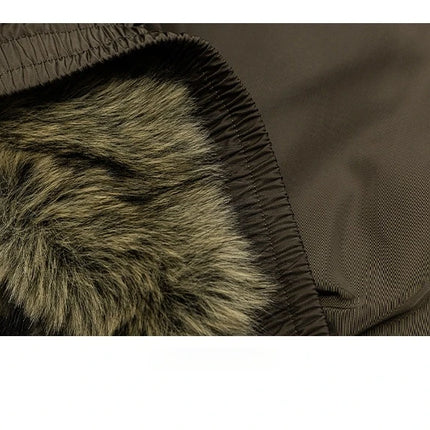 Mens Korean Streetwear Thick Warm Jacket Winter Fleece Lined Fur Collar High Quality Cold Proof Heavyweight Outdoor Thermal Coat