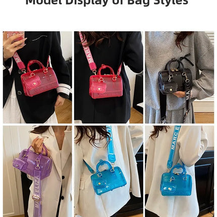 2025 Transparent PVC Beach Bag, Korean Style, Fresh and Sweet Silicone Shoulder Bag, Medium Size with Zipper Closure