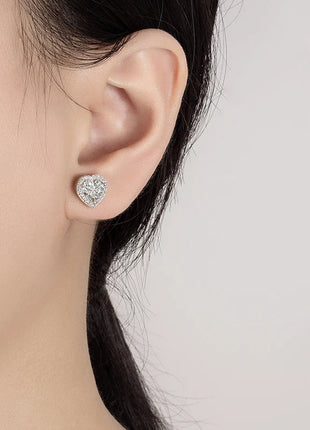 PERFANY 0.5CT-2CT Heart-Shaped Cut Moissanite Earrings For Women S925 Pure Silver Simulated Diamond Earrings Fashion Jewelry PlatiNum