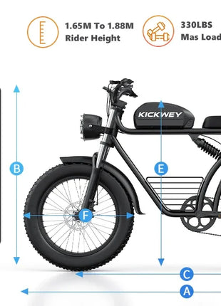 Bicicletta Elettrica KICKWEY K7 Peak 1500W 48V 18.2Ah con Pneumatici Larghi Fuoristrada 20x4.0, Cambio a 7 Velocità, Consegna Rapida, Velocità Massima di 55 Km/h e Autonomia di 100 Km
