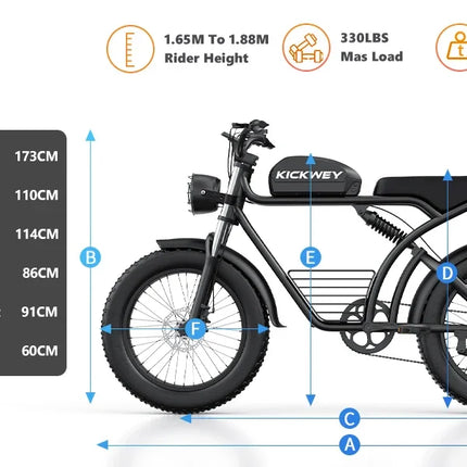 Bicicletta Elettrica KICKWEY K7 Peak 1500W 48V 18.2Ah con Pneumatici Larghi Fuoristrada 20x4.0, Cambio a 7 Velocità, Consegna Rapida, Velocità Massima di 55 Km/h e Autonomia di 100 Km
