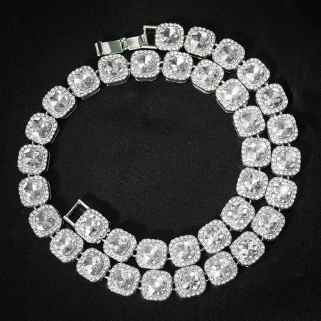 2024 NEW Men Women Hip Hop tennis Chain Necklace 13mm Square CZ Stone Iced Out Bling Cuban Chains Necklace Fashion Charm Jewelry PlatiNum