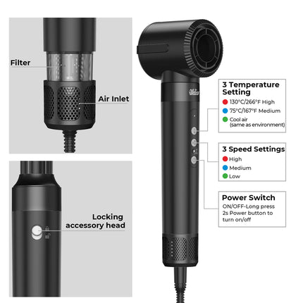 UKLISS 7 in 1 Hair Styler & Dryer Set, Round Brush Hair Dryer with Auto Curling and Ion Care