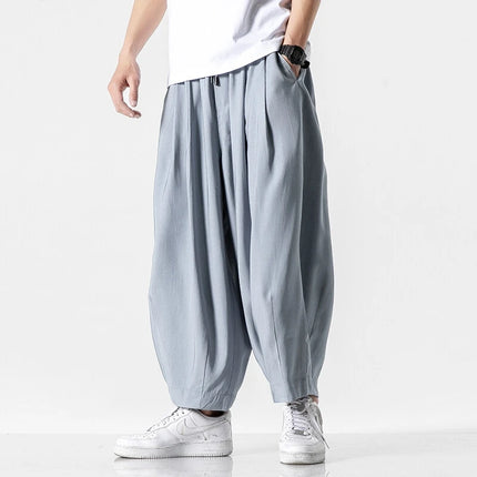 Pantaloni a Gamba Larga da Uomo Oversize Comodi Stile Harajuku Jogger Casual Moda Larga Elastico in Vita Streetwear