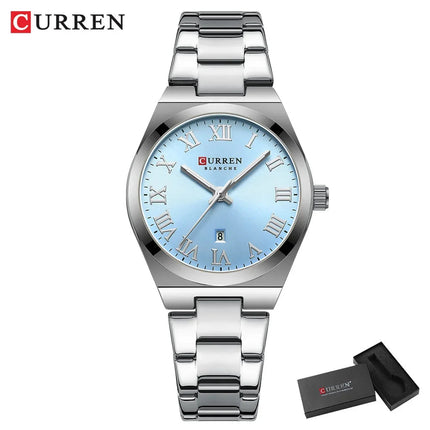 CURREN Orologio da donna, Orologi da donna, Orologi da donna, Abito alla moda impermeabile Bracciale in acciaio inossidabile Orologi analogici Data platinumshop