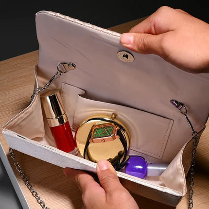 Luxury Stripes Designer One-shoulder bag Envelope Evening Clutch Bags hardware shoulder bag women wedding party gift bag PlatiNum