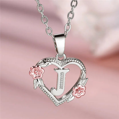 Collana con ciondolo fiore lettera AZ femminile carina, regalo di gioielli da sposa color argento per le donne