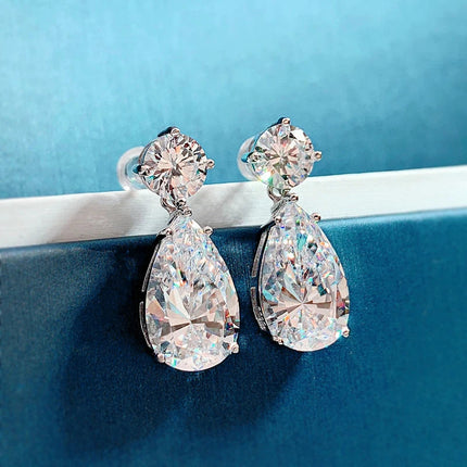 BXINY 19Carat All Moissanite Water Drop Earrings S925 Silver Pear Cut Diamond for Women Wedding Bride Gift Jewelry GRA Certified PlatiNum