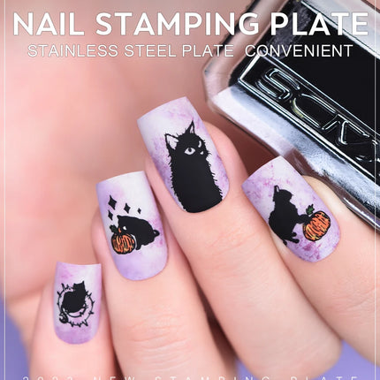 KADS Halloween Nail Stamping Plates skull Pumpkin Bat Template Stencils Nail Art Stamp Image Plate Manicure Nail Print Tool