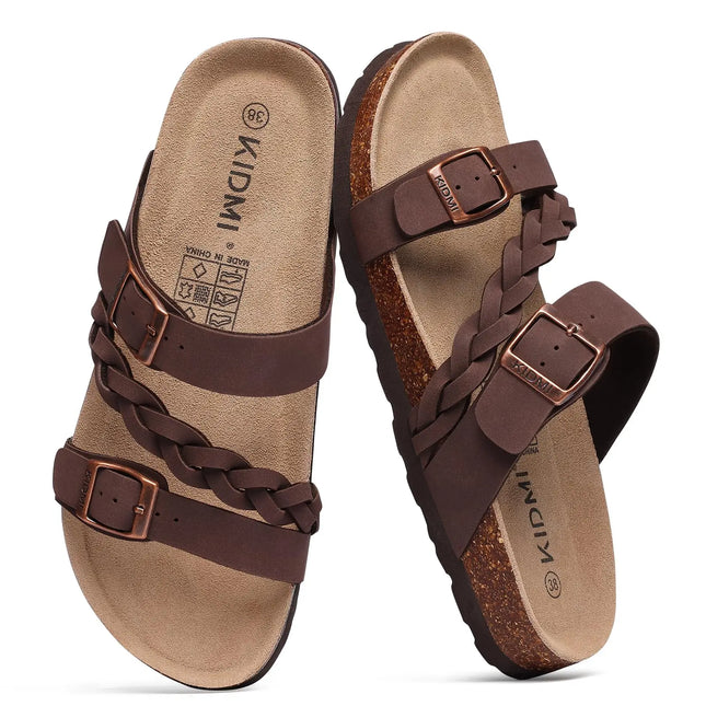 Crestar Sandali con pedana in sughero da donna Sandali scorrevoli slip-on con fibbia alla moda da donna Nuove pantofole comode estive con supporto per l'arco plantare