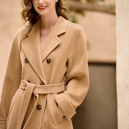 DUTRIEUX Women's Coat Double-sided 10% Cashmere 90% Wool Women's Long Coat Jacket, 2025 Winter New Long Cashmere Coat Women