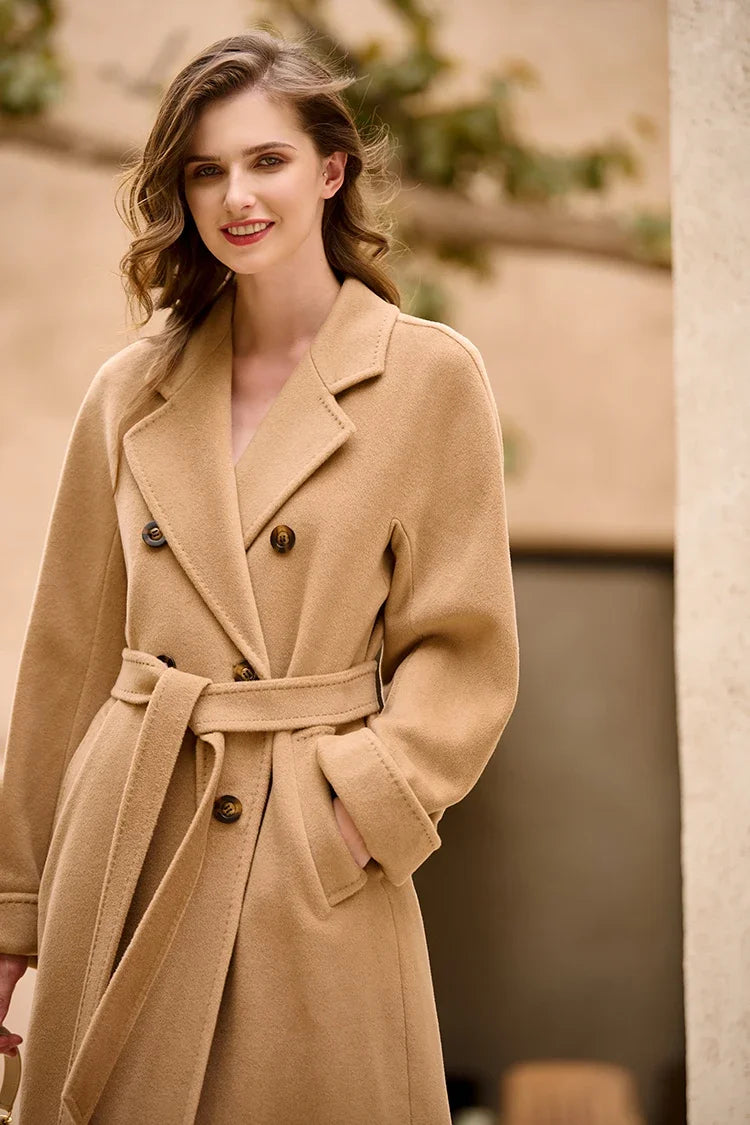 DUTRIEUX Women's Coat Double-sided 10% Cashmere 90% Wool Women's Long Coat Jacket, 2025 Winter New Long Cashmere Coat Women