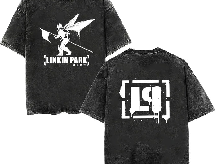 Linkin Meteora 20th Anniversary Park Washed T-Shirt Retro T-Shirt Comfortable Street Top Suitable for Men and Women