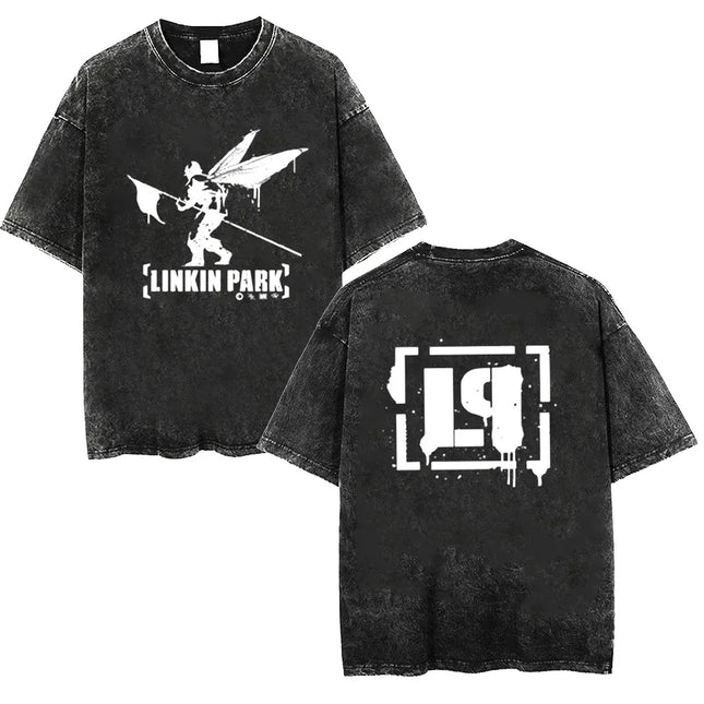 T-shirt lavata da uomo Linkin Meteora 20th Anniversary Park T-shirt retrò Comodo top da strada adatto sia per uomini che per donne