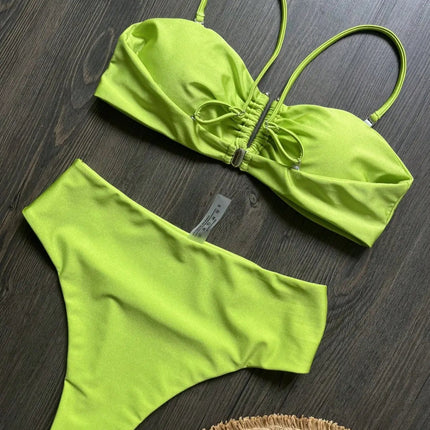 Bikini a Fascia Push-Up Donna 2024, Costume da Bagno Sexy Femminile, Set Bikini Brasiliano con Perizoma, Tinta Unita, Abbigliamento da Spiaggia platinumshop