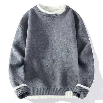Autumn and Winter Men's Sweater Fashionable Simple Fake Two-piece Pullover Long-sleeved Top
