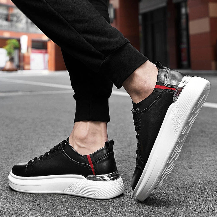 Genuine Leather Men's Height-Enhancing Shoes Men's White Sneakers Men's Elevator Height-Increasing Insoles 6/8 Cm Sports Shoes