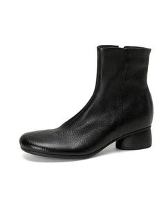 Women's Shoes Sheepskin Round Toe Side Zip 2027 Autumn Ankle Boots 4.5cm Thick Med Heel High Quality Soft Casual Short Booties