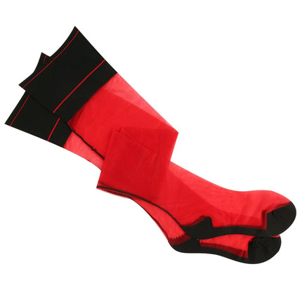 Calze sexy retrò per lingerie Colore a contrasto Coscia alta cucitura posteriore Medias Mujer Calze in nylon a costine larghe ultrasottili per le donne