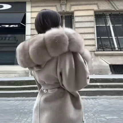 Hoody Faux Fur Furry Coats Women Fashion Belt Long Sleeve Pocket Thicken Warm Jacket 2026 Autumn Winter Urban Lady Streetwears