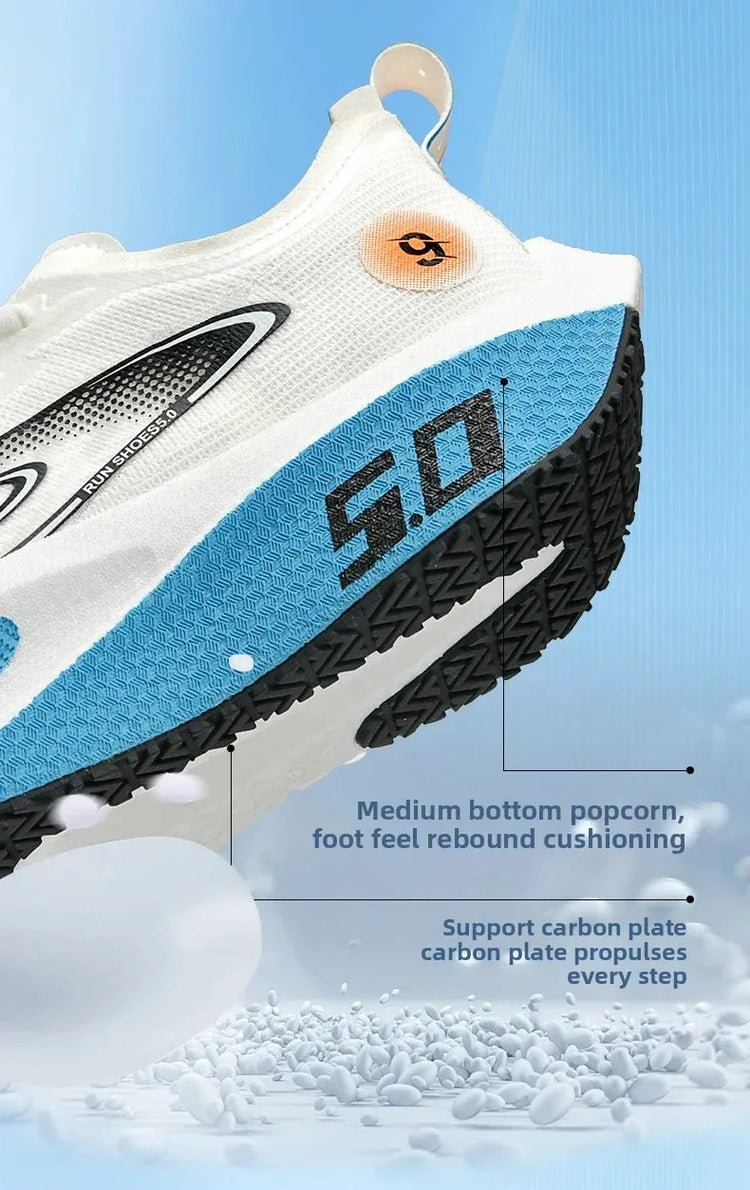 Unisex 2025 Full Carbon Plate Running Shoes Professional Marathon Racing Lightweight Bounce Cushion Breathable Sports Sneakers PlatiNum
