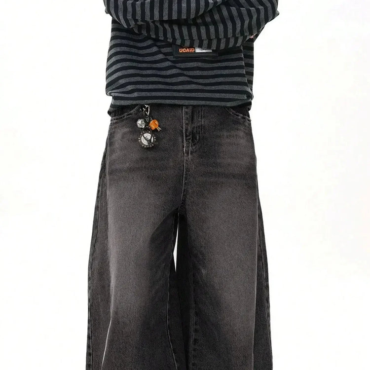 1 Piece Vintage Style Men's American Street Casual Black Jeans Washed Cargo Pants are comfortable and suitable for daily seasona