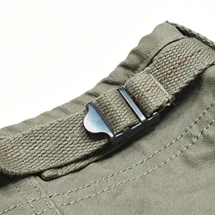 Men's Multi Pocket Cargo Pants Vintage 100% Cotton Loose Straight Tactical Pants Zippered Ankle Cuffs Work Streetwear Trousers