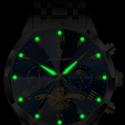 POEDAGAR Orologio da uomo di lusso Top originale impermeabile cronografo luminoso orologio da polso da uomo al quarzo in acciaio inossidabile orologi da uomo Reloj platinumshop