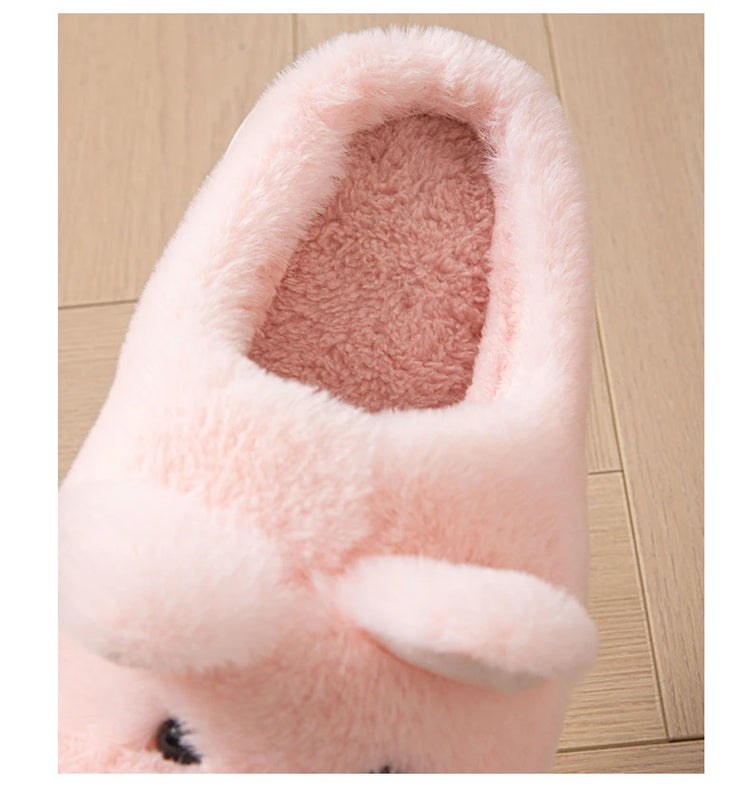 Cartoon Animal Dog Fluffy Slippers For Women House Winter Mules Platform Shoes Girls New Indoor Fuzzy Fur Slides Unisex Non-Slip