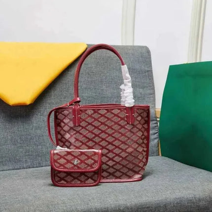 Borsa da Shopping in Vera Pelle di Alta Qualità per Donna, 20cm, Set di 2 Pezzi con Piccolo Portamonete