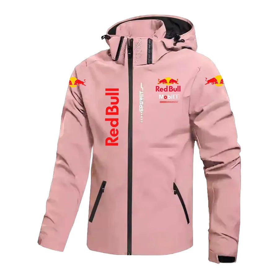 Red Bull Down Jacket Men's Coat Spring And Autumn Style Hooded Detachable Outdoor Windproof And Waterproof Mountaineering Suit Pink CHINA