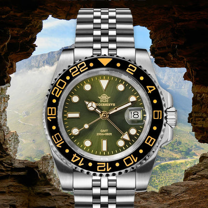 ADDIESDIVE New 40mm Luxury Men Business GMT Watch Swiss Ronda 515-24H Quartz Waterproof 200m Luminous Aluminum Ceramic Bezel