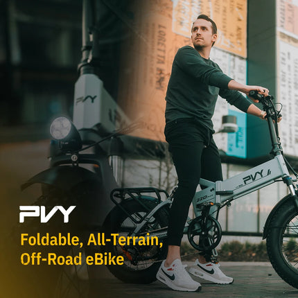 [EU DIRECT] Bicicletta Elettrica Pieghevole PVY Z20 PLUS, Pneumatici Fat da 20*4.0 Pollici con Tripla Sospensione Ammortizzata, Coppia 100N.m, Batteria 48V 16.5Ah - Grigio