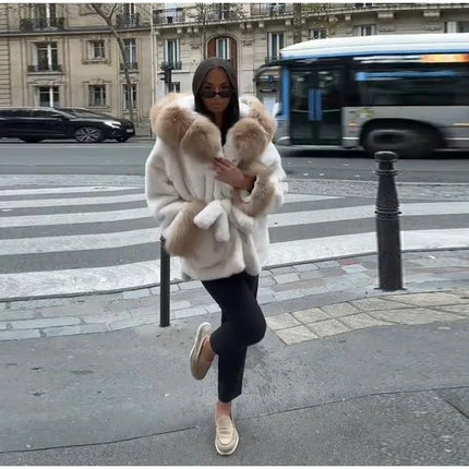 Hoody Faux Fur Furry Coats Women Fashion Belt Long Sleeve Pocket Thicken Warm Jacket 2026 Autumn Winter Urban Lady Streetwears