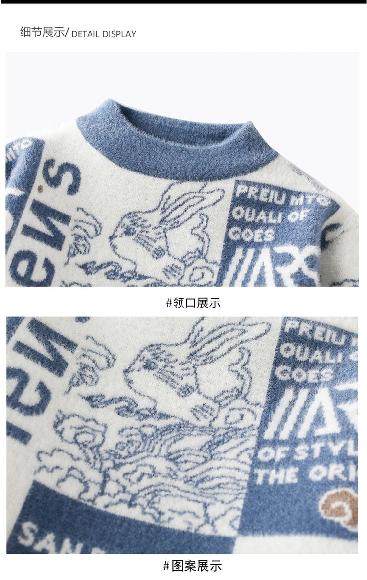 Men's Sweater New Autumn Winter Print Hip Hop Sweater Men Streetwear Print Pullover Tops Harajuku Couple Sweater