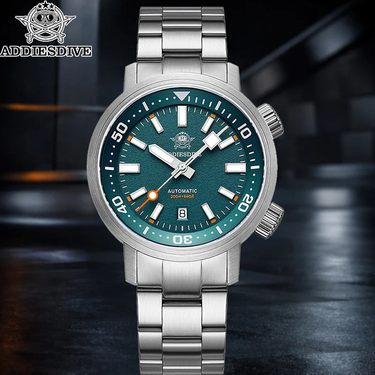 ADDIESDIVE 200M Automatic Dive Watch Men Japanese 8215 Sapphire Stainless Steel Luminous Mechanical Diving Wristwatch BGW9 Hands