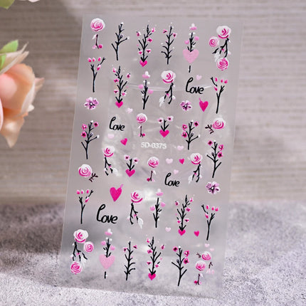 1Pc 3D Lavendar Flowers Stickers for Nails Spring Sakura Floral Leaves Self-Adhesive Sliders Decals Art Manicure for Decoration