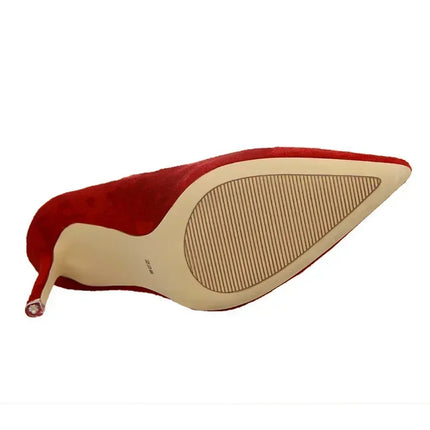 Donne 9 cm Tacchi alti Festa quotidiana Décolleté in pelle scamosciata colorata Scarpins femminili Stiletto Banchetto serale Rosso Giallo Scarpe Plus Size 34-43