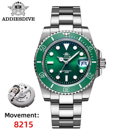 ADDIESDIVE Orologio automatico da uomo di lusso 8215 Orologio meccanico BGW9 Orologio da sub in vetro zaffiro luminoso Orologio analogico da uomo AD2503 platinumshop