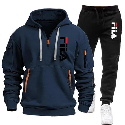 Autumn and winter hot selling men's hooded sweatshirt+casual pants two-piece outdoor multi pocket pullover and sports pants set PlatiNum