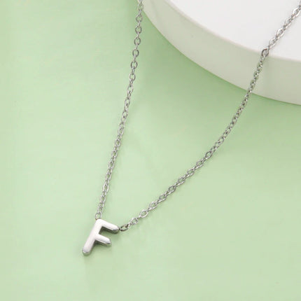 Skyrim Stainless Steel A-Z Initial Letter Necklace for Women Trend Minimalist Alphabet Choker Neck Chain Jewelry Birthday Gift PlatiNum