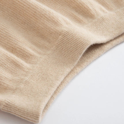 Autumn Winter Women New 100% Cashmere Fishtail Skirt  Mid Length Slimming High Waisted Knitted Umbrella Skirt Elegant Dress PlatiNum