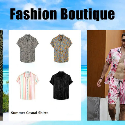 Camicia hawaiana da uomo per le vacanze al mare Set di pantaloncini a maniche corte da uomo Set da uomo casual ventilato in 2 pezzi con stampa strutturata platinumshop