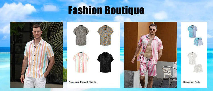 Camicia hawaiana da uomo per le vacanze al mare Set di pantaloncini a maniche corte da uomo Set da uomo casual ventilato in 2 pezzi con stampa strutturata platinumshop