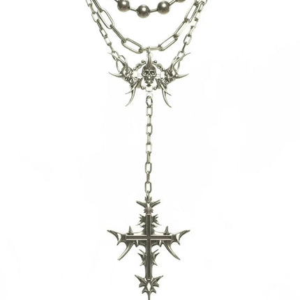 Set di Gioielli Punk Rock per Donne e Uomini, Collane e Anelli con Ciondolo a Croce Gotica, Collezione di Accessori Gioiello Audaci platinumshop