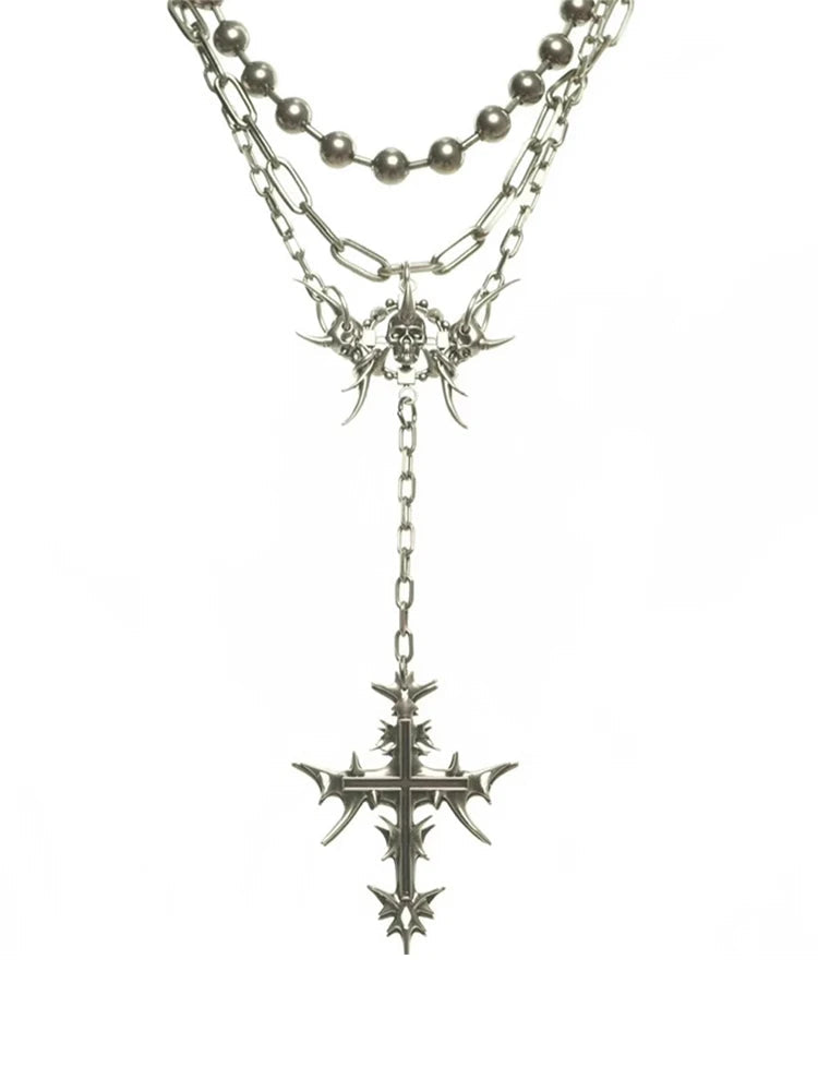 Set di Gioielli Punk Rock per Donne e Uomini, Collane e Anelli con Ciondolo a Croce Gotica, Collezione di Accessori Gioiello Audaci platinumshop