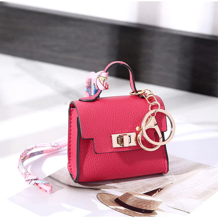 Brand Fashion Coin Purse Luxury Simple Flip Small Bag High-end Bag Pendant Exquisite Lock Silk Scarf Mini Lipstick Headphone Bag PlatiNum